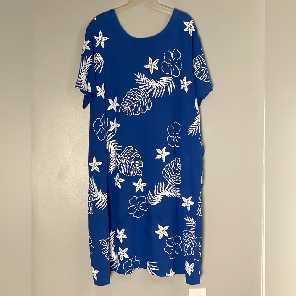 M Mac Beach Resort Nautical Print Blue Cotton Kaftan Dress - Picture 5 of 8